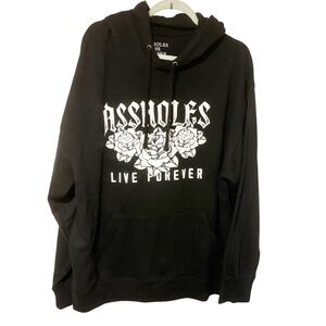 As*holes‎ live Forever Pullover Hoodie Unisex Black Size XL Sweatshirt